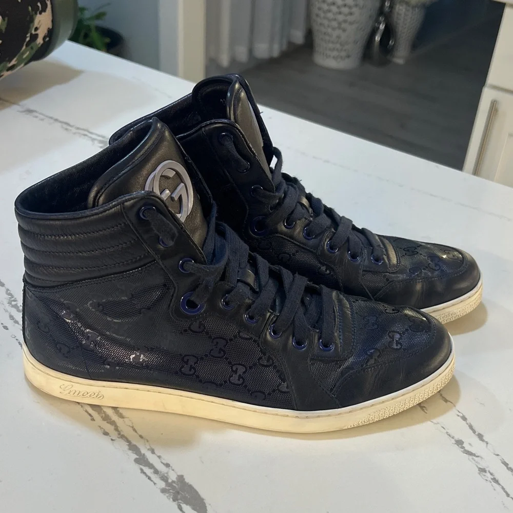 Gucci Black and Blue High-Top Sneakers size Men’s 8 UK (Run like 10 US)